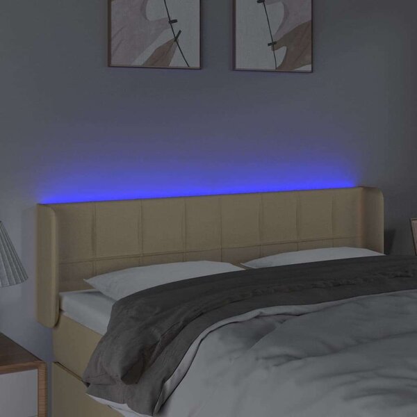 VidaXL krémszínű szövet LED-es fejtámla 147 x 16 x 78/88 cm