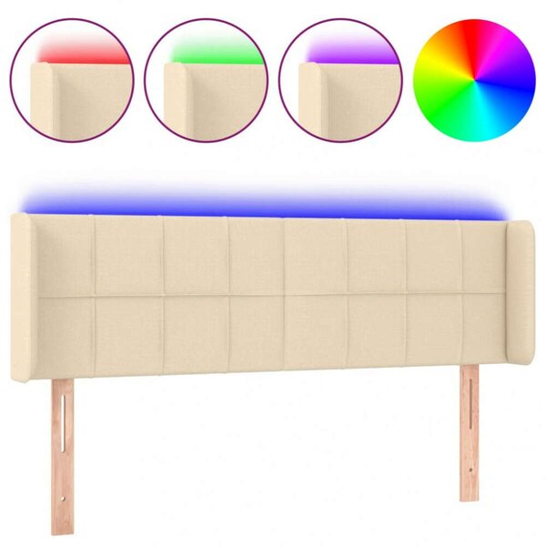 VidaXL krémszínű szövet LED-es fejtámla 147 x 16 x 78/88 cm