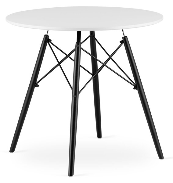 OSLO 80x80 fehér étkezőasztal fekete lábakkal