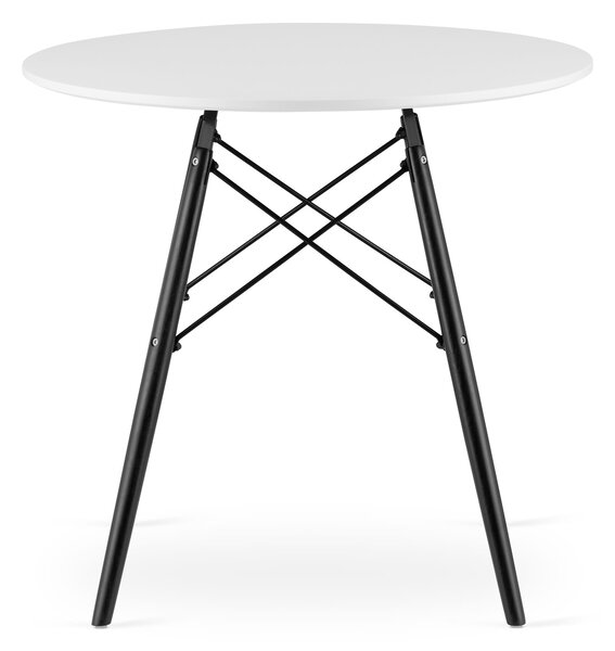 AKCIÓ Fehér étkezőasztal fekete lábakkal OSLO 80x80 II. osztály