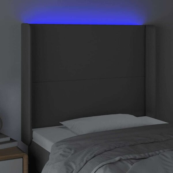 VidaXL szürke műbőr LED-es fejtámla 93x16x118/128 cm