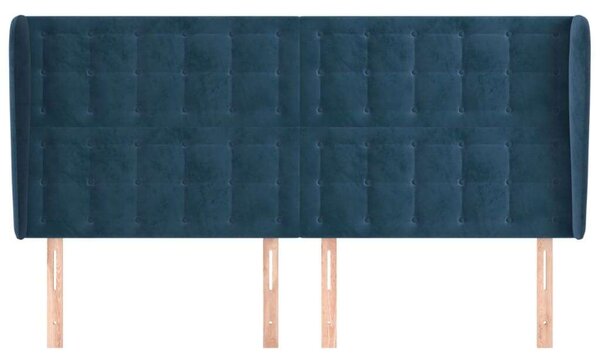 VidaXL Bársony Fejtámla Szárnyakkal - Sötétkék - 163x23x118/128cm