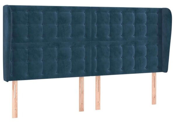 VidaXL Bársony Fejtámla Szárnyakkal - Sötétkék - 163x23x118/128cm