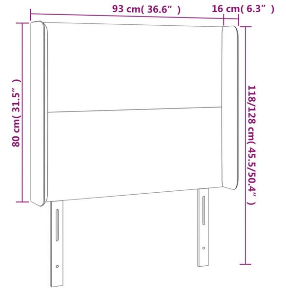 VidaXL szürke műbőr LED-es fejtámla 93x16x118/128 cm