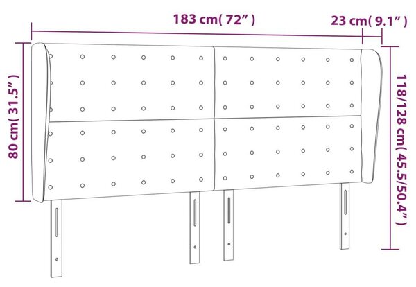 VidaXL rózsaszín bársony fejtámla szárnyakkal 103x23x118/128 cm
