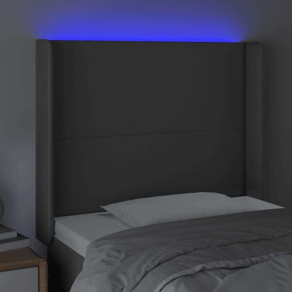 VidaXL szürke műbőr LED-es fejtámla 93x16x118/128 cm