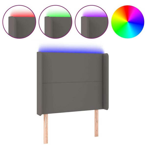 VidaXL szürke műbőr LED-es fejtámla 93x16x118/128 cm