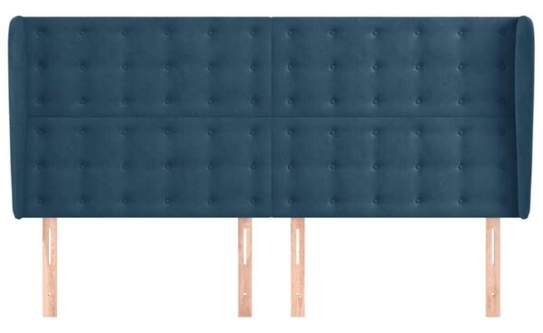 VidaXL Bársony Fejtámla Szárnyakkal - Sötétkék - 163x23x118/128cm