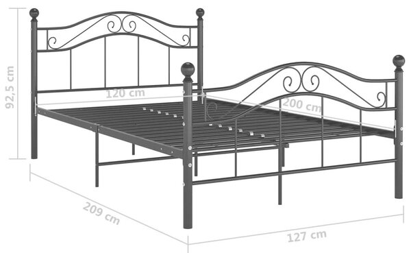 VidaXL Fém Ágykeret - Fekete - 120x200 cm