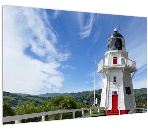 Az Akaroa világítótorony képe, Új-Zéland (90x60 cm)