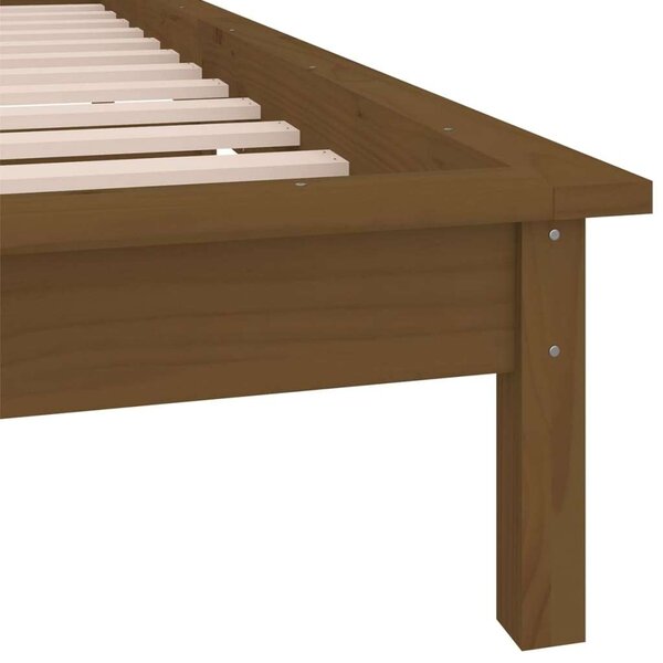VidaXL egyszemélyes mézbarna tömör fa LED-es ágykeret 90 x 190 cm