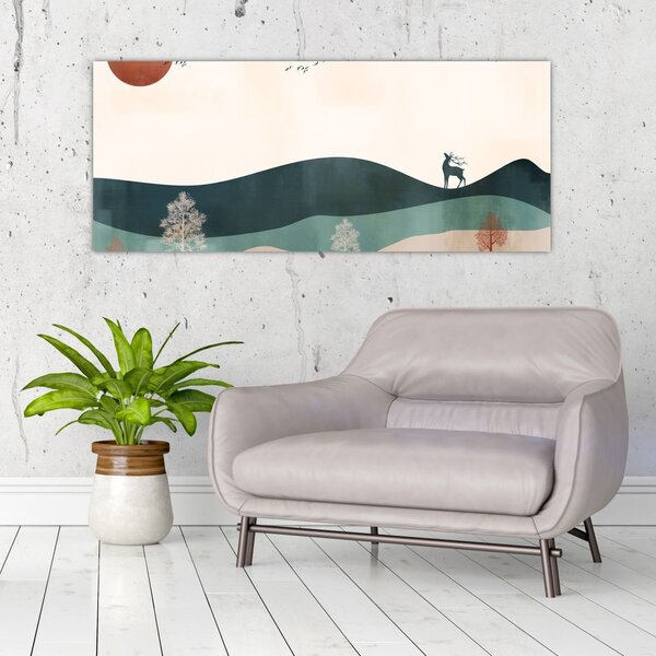 Kép - Illusztrált tájkép (120x50 cm)