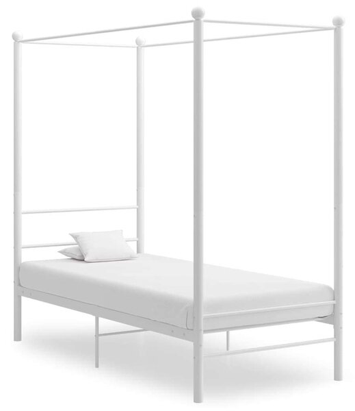 VidaXL Fehér Fém Baldachinos Ágykeret - 100x200 cm