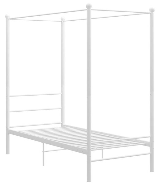 VidaXL Fehér Fém Baldachinos Ágykeret - 100x200 cm