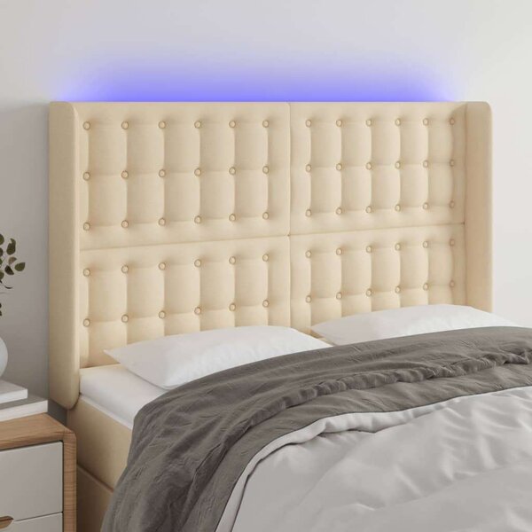 VidaXL krémszínű szövet LED-es fejtámla 147x16x118/128 cm