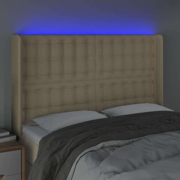 VidaXL krémszínű szövet LED-es fejtámla 147x16x118/128 cm