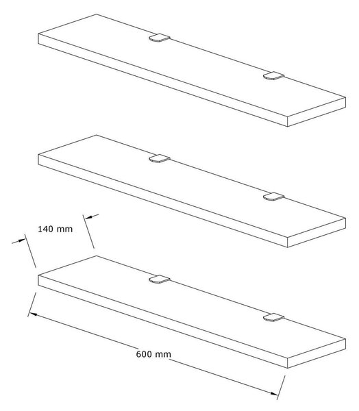 Polc szett tölgyfa dekorral 3 db-os Boss - Kalune Design