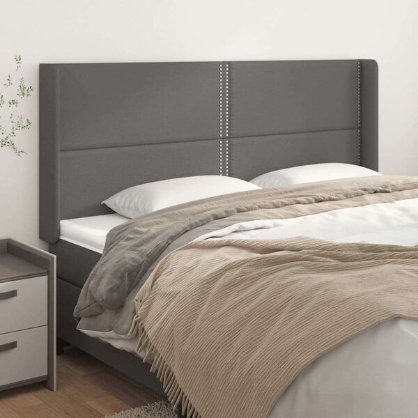 VidaXL szürke műbőr fejtámla szárnyakkal 203x16x118/128 cm