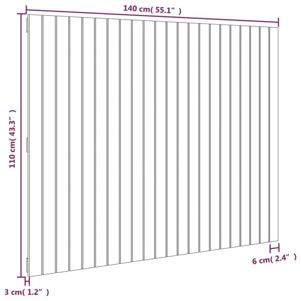 VidaXL tömör fenyőfa fali fejtámla 140 x 3 x 110 cm