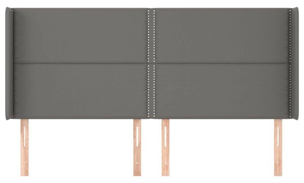 VidaXL szürke műbőr fejtámla szárnyakkal 203x16x118/128 cm