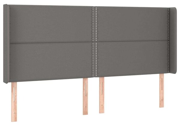 VidaXL szürke műbőr fejtámla szárnyakkal 203x16x118/128 cm