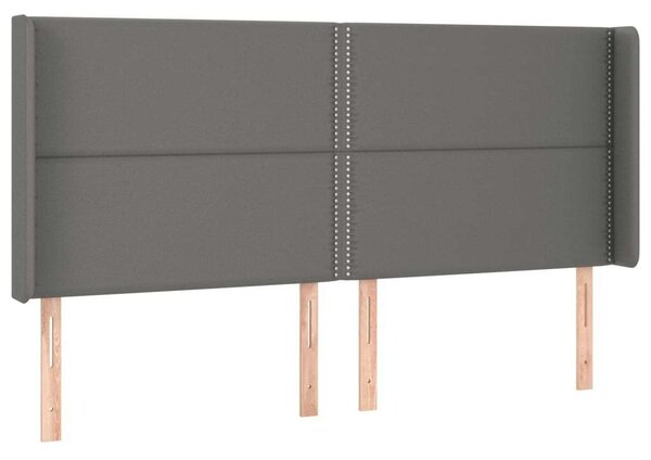 VidaXL szürke műbőr fejtámla szárnyakkal 203x16x118/128 cm