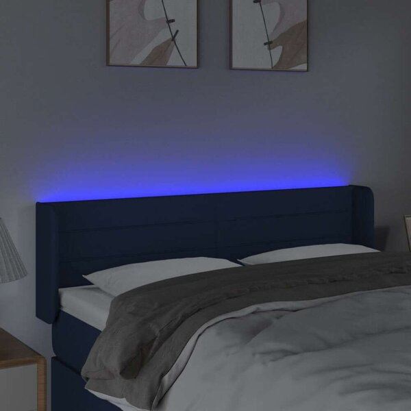 VidaXL kék szövet LED-es fejtámla 147 x 16 x 78/88 cm