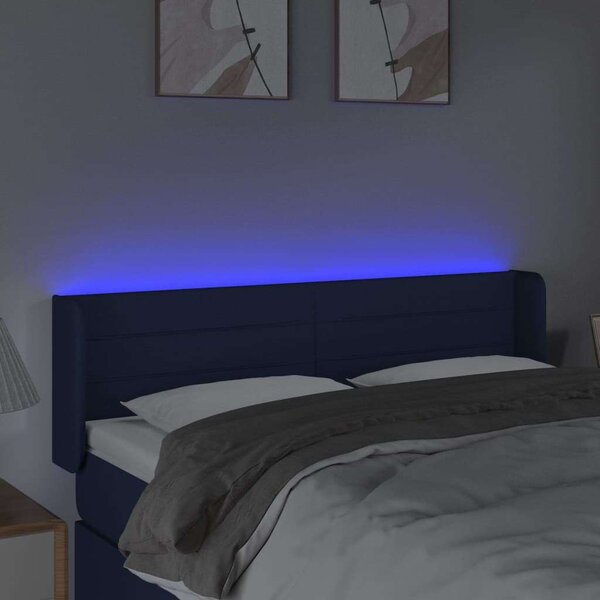VidaXL kék szövet LED-es fejtámla 147 x 16 x 78/88 cm