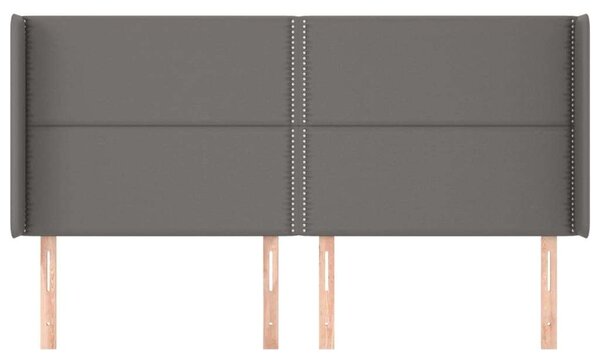 VidaXL szürke műbőr fejtámla szárnyakkal 203x16x118/128 cm