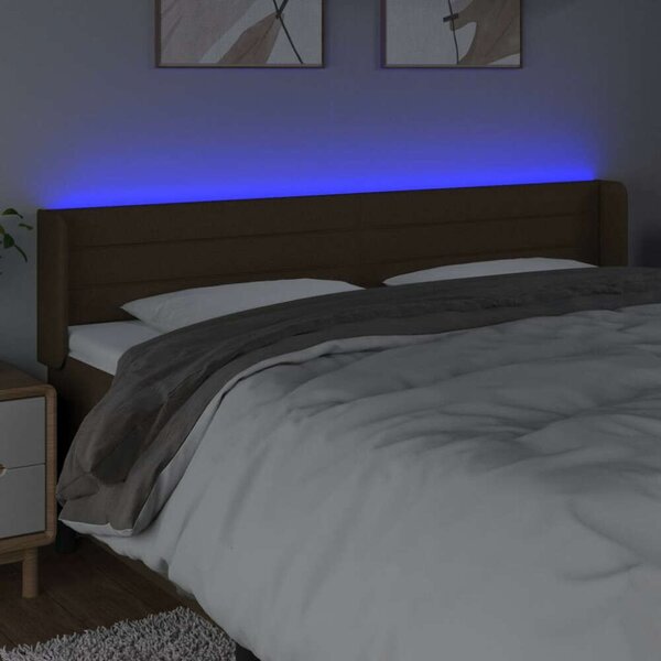VidaXL sötétbarna szövet LED-es fejtámla 203 x 16 x 78/88 cm