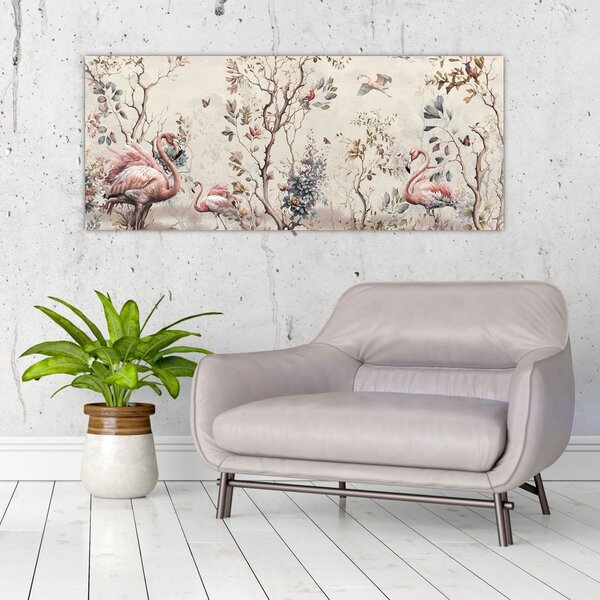 Kép - Rajz flamingókról (120x50 cm)