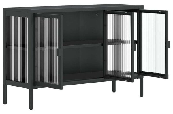 VidaXL Fekete Acél és Üveg Tálalószekrény - 105x35x70 cm