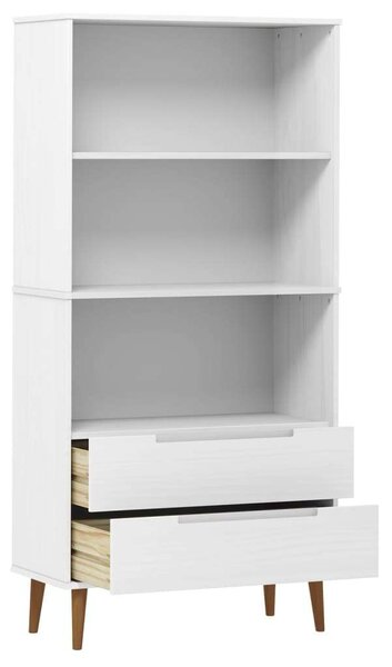 VidaXL MOLDE fehér tömör fenyőfa könyvszekrény 85 x 35 x 170,5 cm