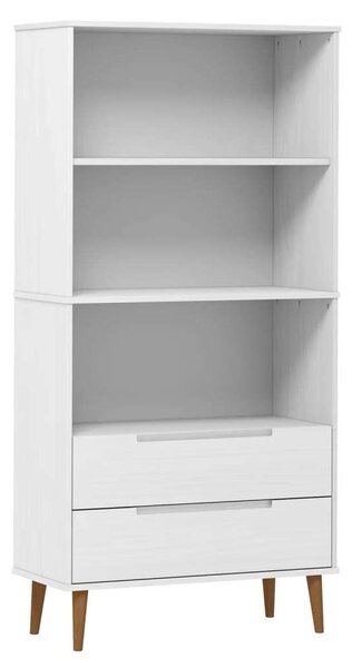 VidaXL MOLDE fehér tömör fenyőfa könyvszekrény 85 x 35 x 170,5 cm