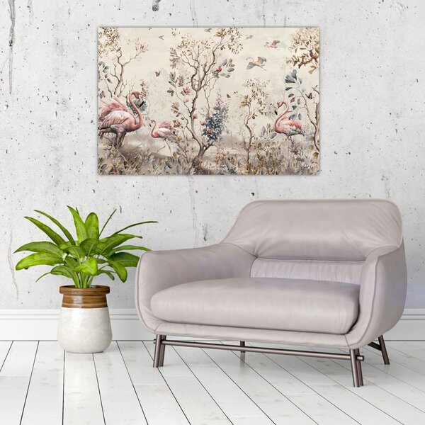 Kép - Rajz flamingókról (90x60 cm)