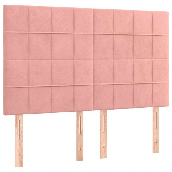 VidaXL rózsaszín bársony LED-es fejtámla 144x5x118/128 cm