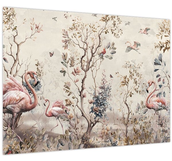 Kép - Rajz flamingókról (70x50 cm)