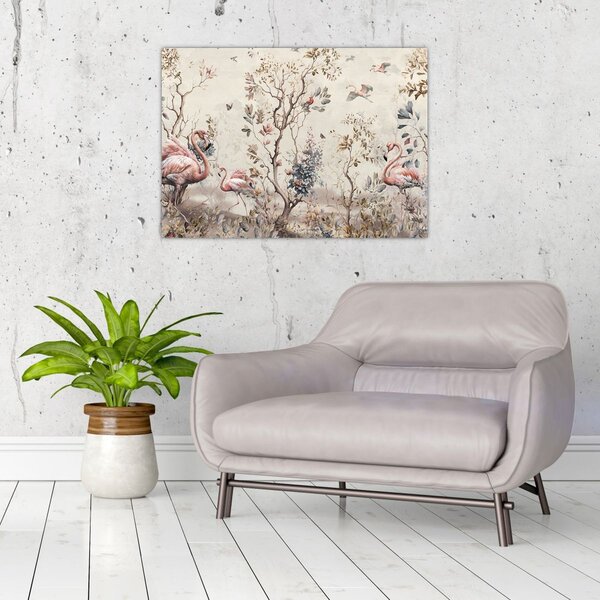 Kép - Rajz flamingókról (70x50 cm)