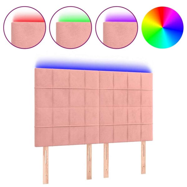 VidaXL rózsaszín bársony LED-es fejtámla 144x5x118/128 cm