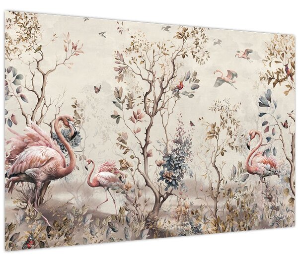 Kép - Rajz flamingókról (90x60 cm)