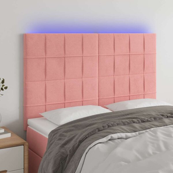 VidaXL rózsaszín bársony LED-es fejtámla 144x5x118/128 cm