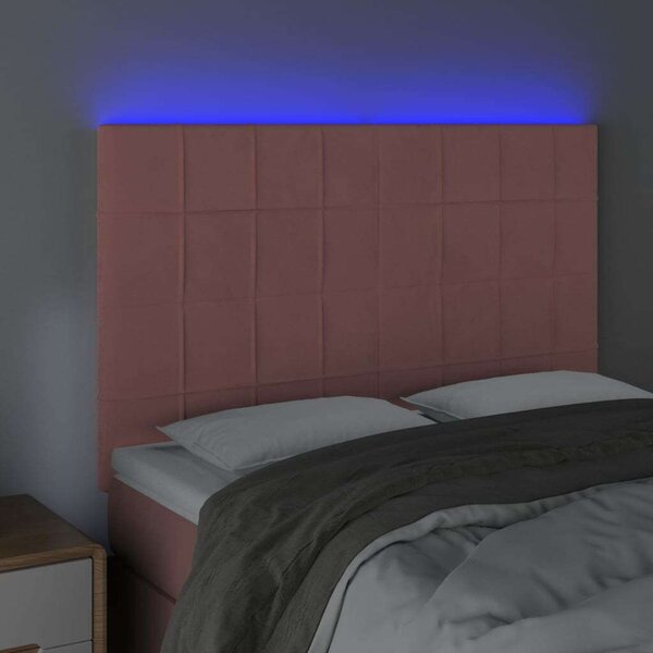 VidaXL rózsaszín bársony LED-es fejtámla 144x5x118/128 cm