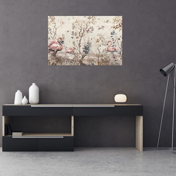 Kép - Rajz flamingókról (90x60 cm)