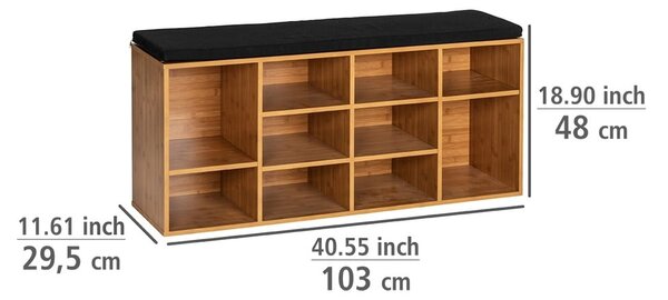 Natúr színű ülőkés cipőtartó egzotikus fa dekorral Loft – Wenko