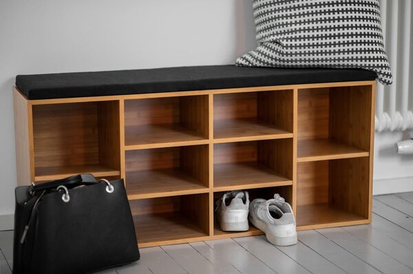 Natúr színű ülőkés cipőtartó egzotikus fa dekorral Loft – Wenko