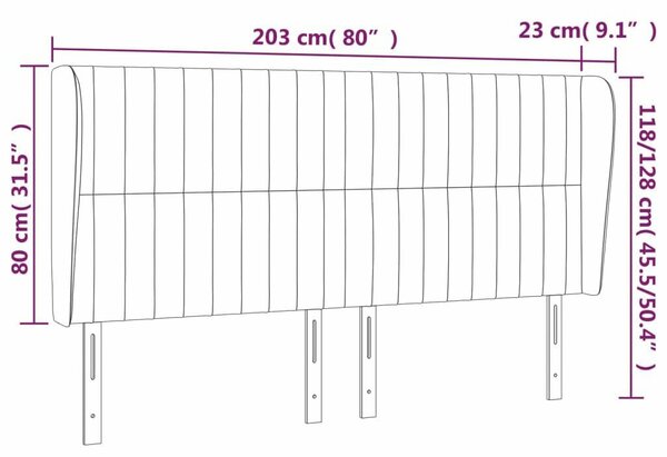 VidaXL Bársony Fejtámla - Rózsaszín - 203x23x118/128cm