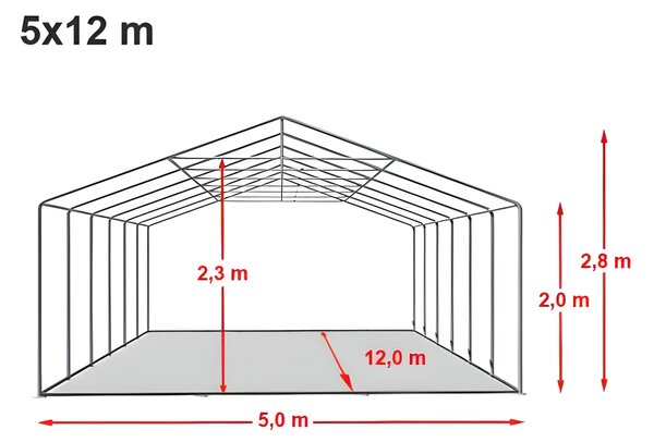 Party sátor 5x12 m PRÉMIUM - tűzálló szín fehér