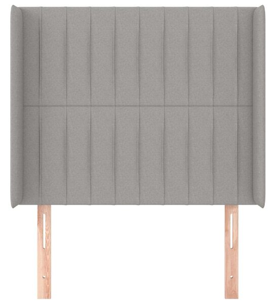 VidaXL világosszürke szövet fejtámla szárnyakkal 103x16x118/128 cm