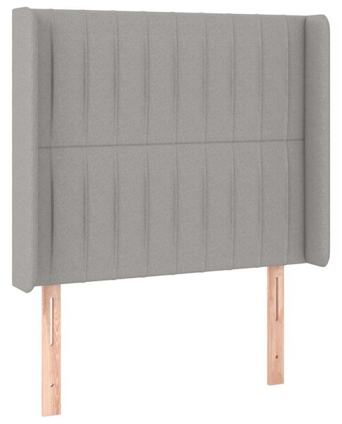 VidaXL világosszürke szövet fejtámla szárnyakkal 103x16x118/128 cm