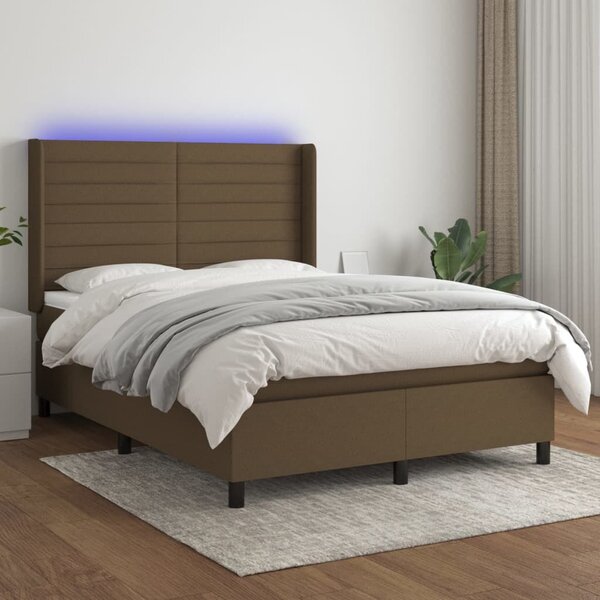 VidaXL LED-es Ágy - Barna - 140x200 cm